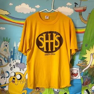 Vintage 80s/ 90s Jerzees mustard yellow High school anthem tee
